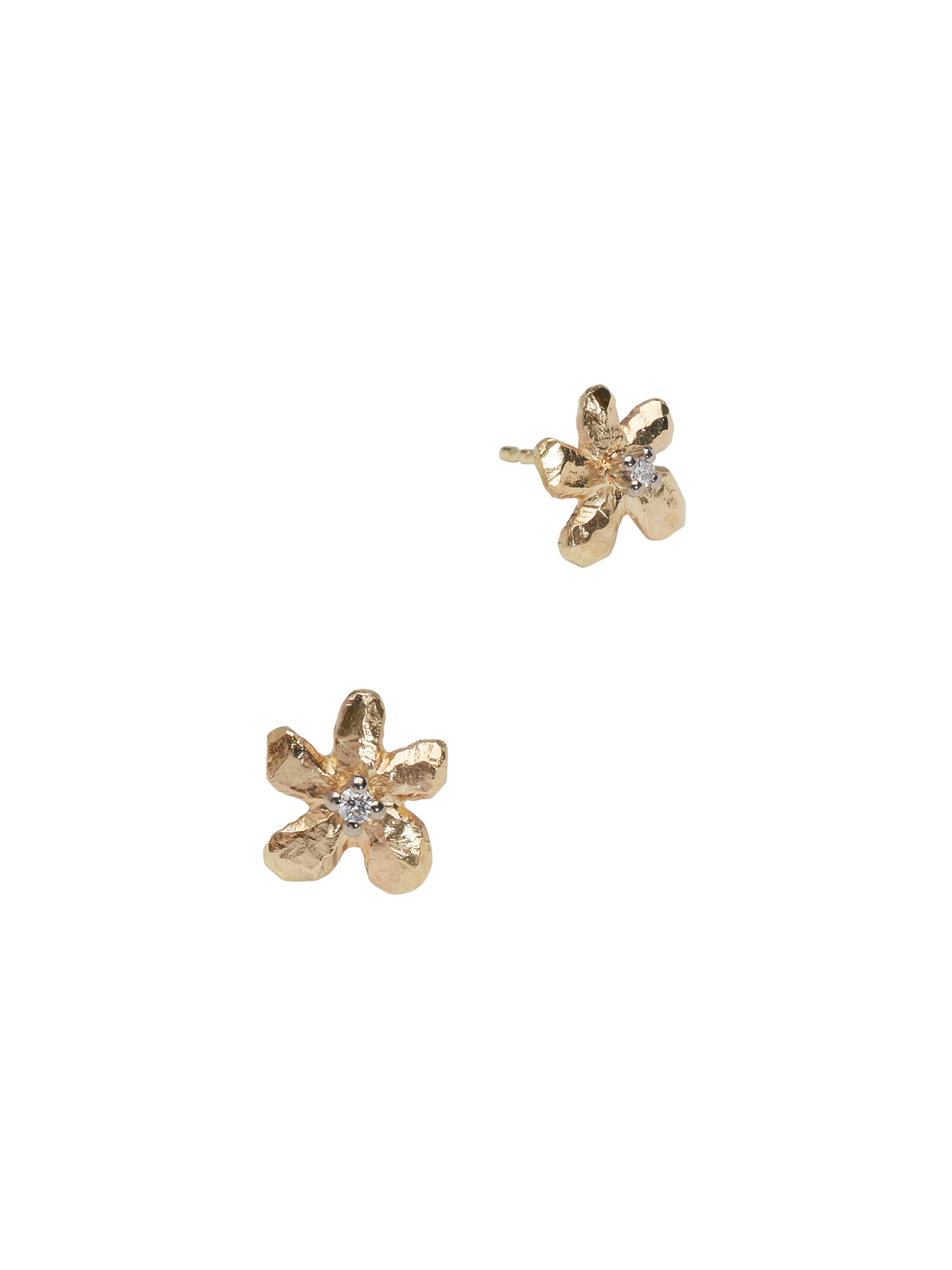 Ringo flower earrings in 18k yellow and white gold with 0,04ct diamond